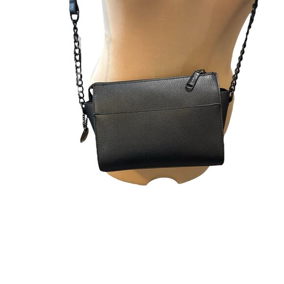 Steve Madden Pebbled Faux Leather Crossbody Bag Purse Black Chain Shoulder Strap - Picture 5 of 7